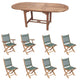 Royal Teak Collection P15 9-Piece Teak Patio Dining Set with 72/96-Inch Oval Expansion Table & Sailmate Sling Folding Chairs