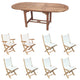 Royal Teak Collection P15 9-Piece Teak Patio Dining Set with 72/96-Inch Oval Expansion Table & Sailmate Sling Folding Chairs