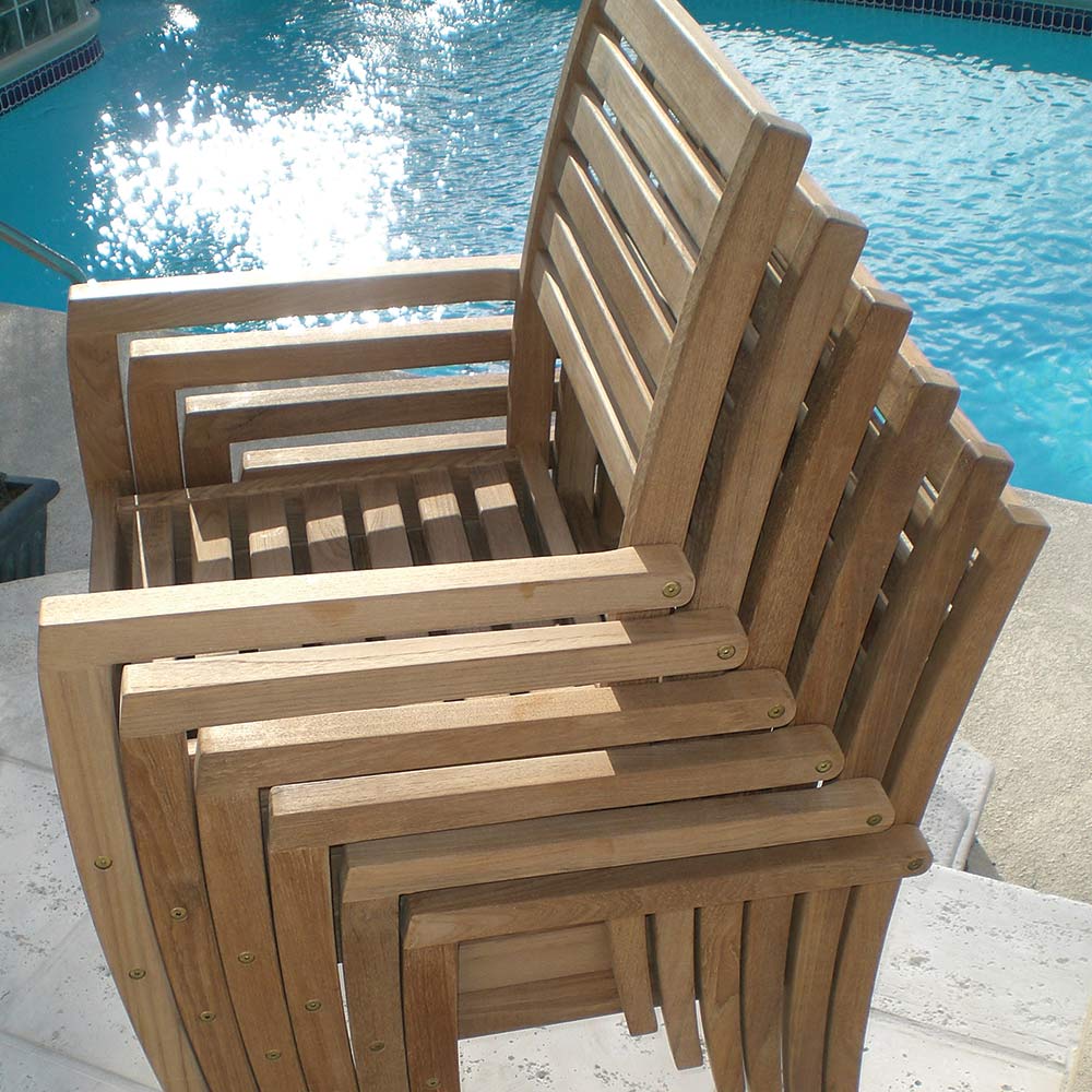 Royal Teak Collection P21 9-Piece Teak Patio Dining Set with 96/120-Inch Oval Expansion Table & Avant Stacking Chairs