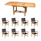 Royal Teak Collection P22 9-Piece Teak Patio Dining Set with 96/120x44-Inch Rectangular Expansion Table & Captiva Sling Stacking Chairs