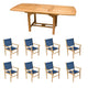 Royal Teak Collection P22 9-Piece Teak Patio Dining Set with 96/120x44-Inch Rectangular Expansion Table & Captiva Sling Stacking Chairs
