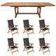 Royal Teak Collection P23 7-Piece Teak Patio Dining Set with 64/80/96x39.5-Inch Double Leaf Rectangular Expansion Table & Florida Sling Reclining Chairs