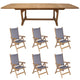Royal Teak Collection P23 7-Piece Teak Patio Dining Set with 64/80/96x39.5-Inch Double Leaf Rectangular Expansion Table & Florida Sling Reclining Chairs