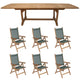 Royal Teak Collection P23 7-Piece Teak Patio Dining Set with 64/80/96x39.5-Inch Double Leaf Rectangular Expansion Table & Florida Sling Reclining Chairs