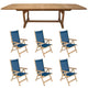 Royal Teak Collection P23 7-Piece Teak Patio Dining Set with 64/80/96x39.5-Inch Double Leaf Rectangular Expansion Table & Florida Sling Reclining Chairs