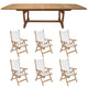 Royal Teak Collection P23 7-Piece Teak Patio Dining Set with 64/80/96x39.5-Inch Double Leaf Rectangular Expansion Table & Florida Sling Reclining Chairs