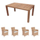 Royal Teak Collection P34 5-Piece Teak Patio Dining Set with 63x35-Inch Rectangular Table & Helena Full-Weave Wicker Chairs