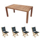 Royal Teak Collection P36 5-Piece Teak Patio Dining Set with 63x35-Inch Rectangular Table & Sailmate Sling Folding Side Chairs