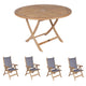 Royal Teak Collection P47 5-Piece Teak Patio Dining Set with 47-Inch Sailor Round Folding Table & Florida Sling Reclining Chairs