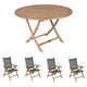 Royal Teak Collection P47 5-Piece Teak Patio Dining Set with 47-Inch Sailor Round Folding Table & Florida Sling Reclining Chairs