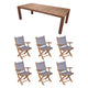 Royal Teak Collection P61 7-Piece Teak Patio Dining Set with 96x44-Inch Rectangular Table & Sailmate Sling Folding Arm Chairs
