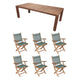 Royal Teak Collection P61 7-Piece Teak Patio Dining Set with 96x44-Inch Rectangular Table & Sailmate Sling Folding Arm Chairs