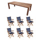 Royal Teak Collection P61 7-Piece Teak Patio Dining Set with 96x44-Inch Rectangular Table & Sailmate Sling Folding Arm Chairs
