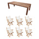 Royal Teak Collection P61 7-Piece Teak Patio Dining Set with 96x44-Inch Rectangular Table & Sailmate Sling Folding Arm Chairs