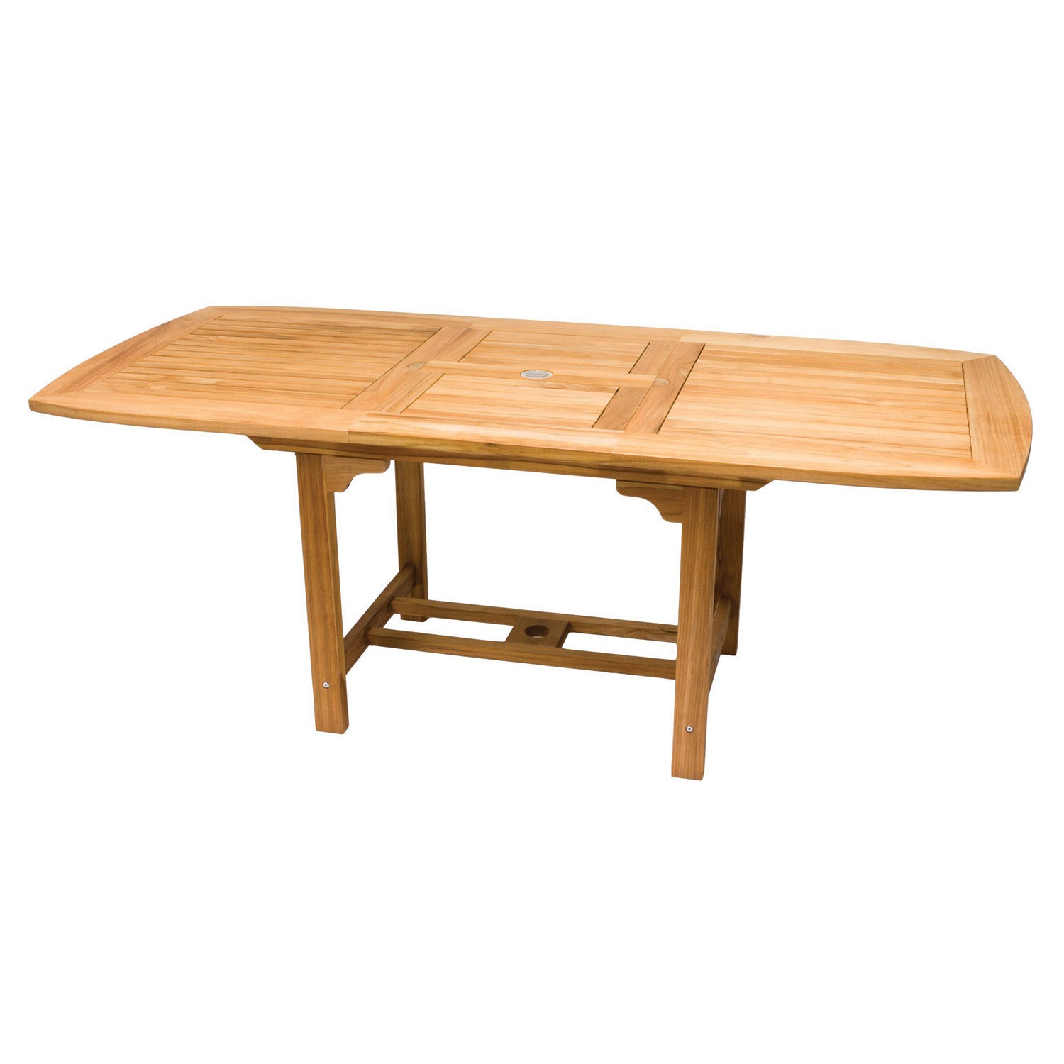 Royal Teak Collection P6 7-Piece Teak Patio Dining Set with 72/96x39-Inch Rectangular Expansion Table & Helena Full-Weave Wicker Chairs