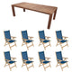 Royal Teak Collection P75 9-Piece Teak Patio Dining Set with 96x44-Inch Rectangular Table & Florida Sling Reclining Chairs