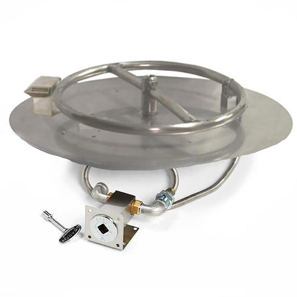 HPC Fire Penta or Round Match Light Gas Fire Pit Kit with Round Flat Pan