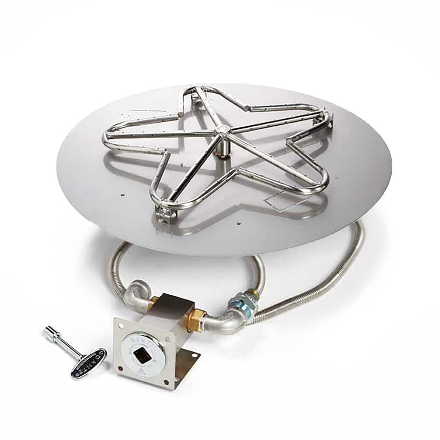 HPC Fire Penta MLFPK Match Light Gas Fire Pit Kit with Round Flat Pan and Torpedo Burner