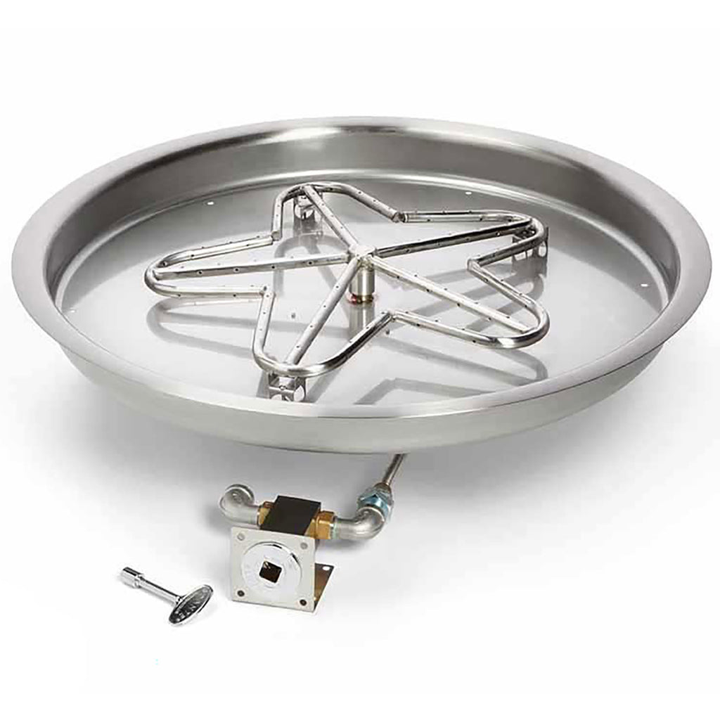 Round stainless steel gas fire pit burner kit with round bowl pan and igniter valve