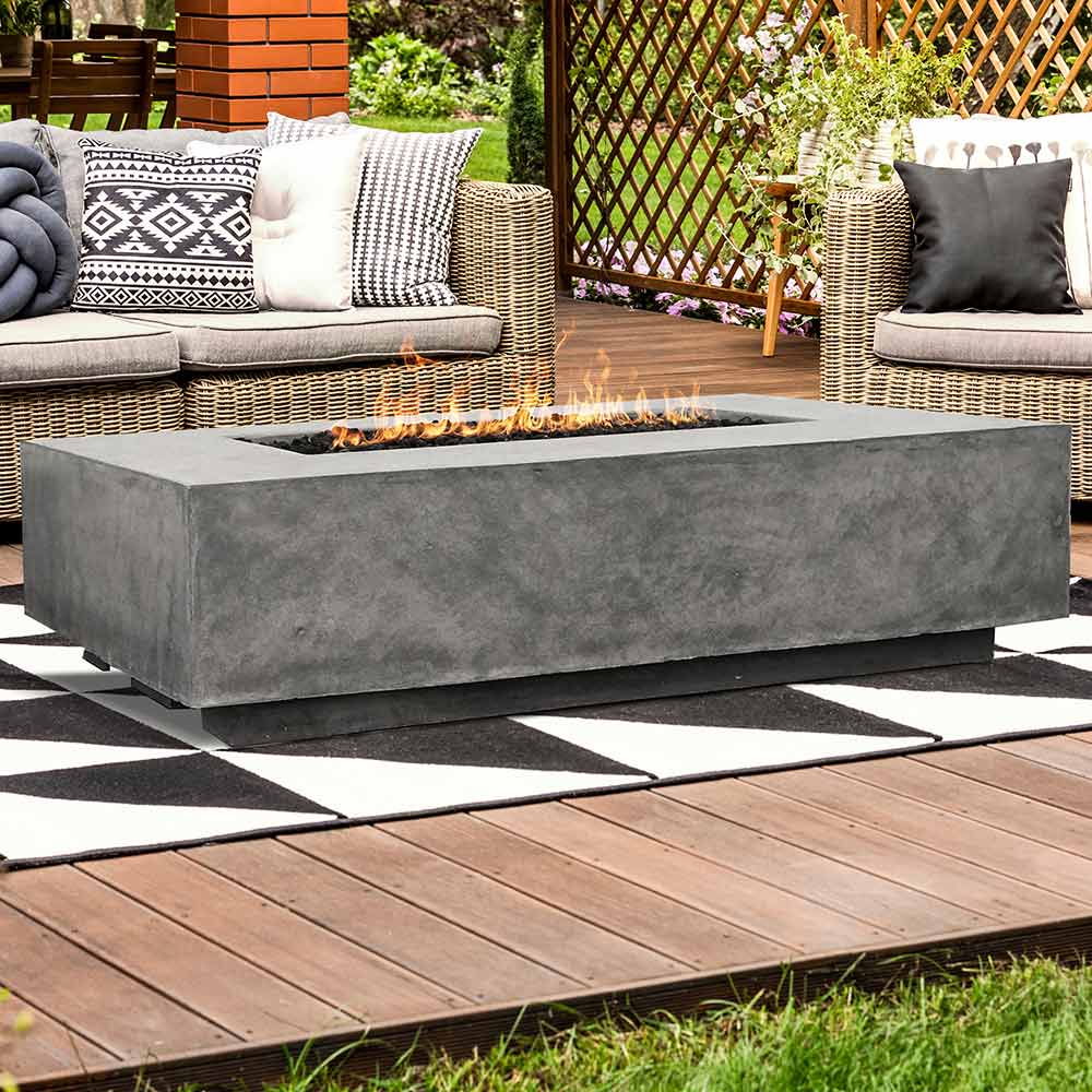 Prism Hardscapes PH-405 Tavola 1 Concrete Gas Fire Pit, 56x38-Inch