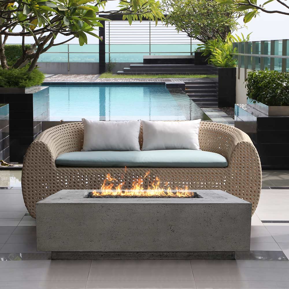 Prism Hardscapes PH-405 Tavola 1 Concrete Gas Fire Pit, 56x38-Inch