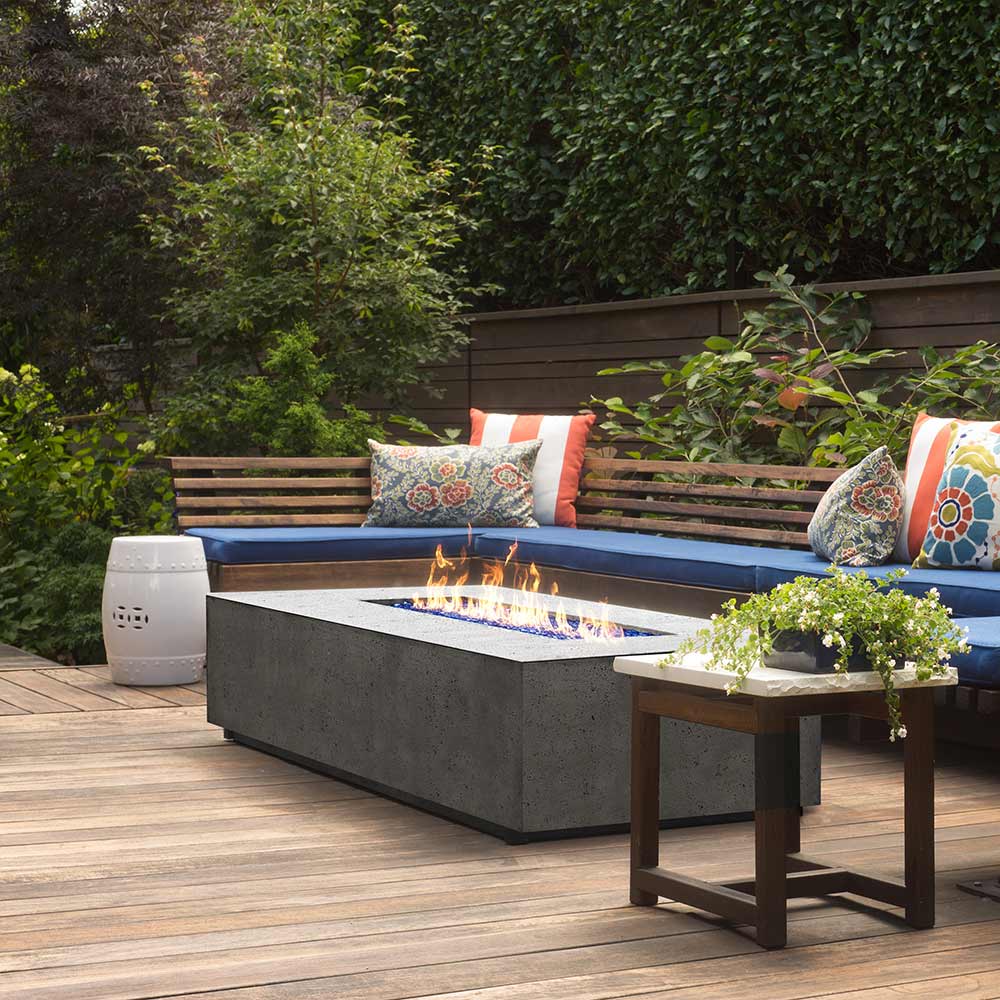Prism Hardscapes PH-405 Tavola 1 Concrete Gas Fire Pit, 56x38-Inch