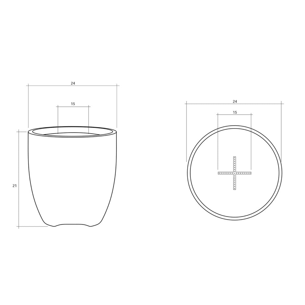 24-inch concrete gas fire pit bowl with burner opening illustration