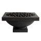 Black concrete gas fire bowl with lava rocks in open burner
