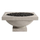 Cream concrete gas fire bowl with lava rocks in open burner