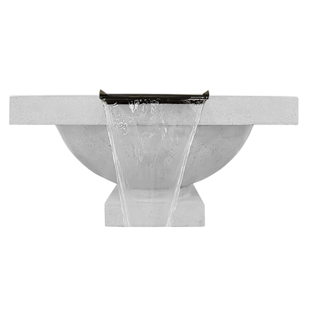 Concrete gas fire bowl with round basin and clear flame insert