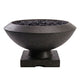 Gunmetal gray concrete gas fire bowl with rock-filled burner, 33-inch round