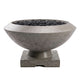 Dark gray concrete gas fire bowl with rock-filled burner, 33-inch round