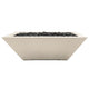 Ultra-light concrete gas fire bowl with lava rock, open rectangular top