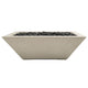 Sand concrete gas fire bowl with lava rock, open rectangular top