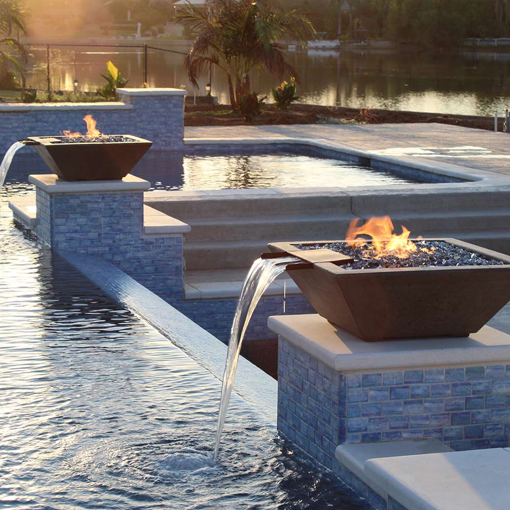 Prism Hardscapes Lombard Concrete Gas Fire and Water Bowl, 29x29-Inch