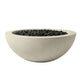 Concrete gas fire bowl with pebble burner, light stone finish