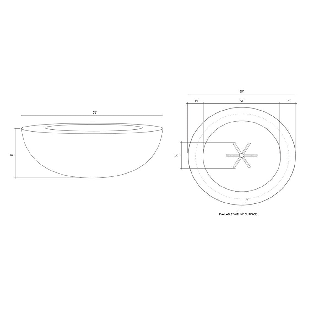 Prism Hardscapes Moderno 70 Concrete Gas Fire Pit, 70-Inch