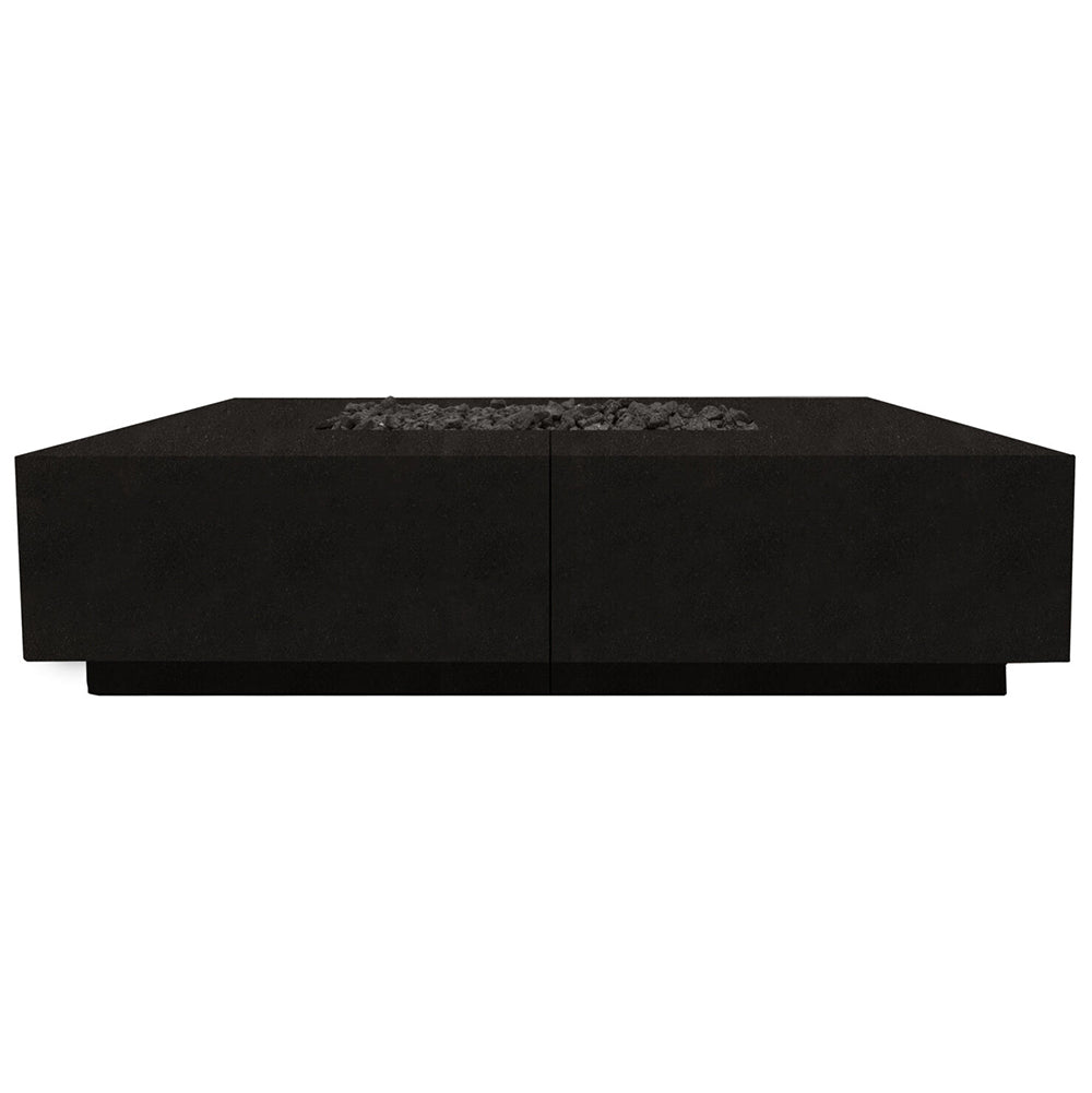 Ebony black concrete gas fire pit with square recessed burner opening
