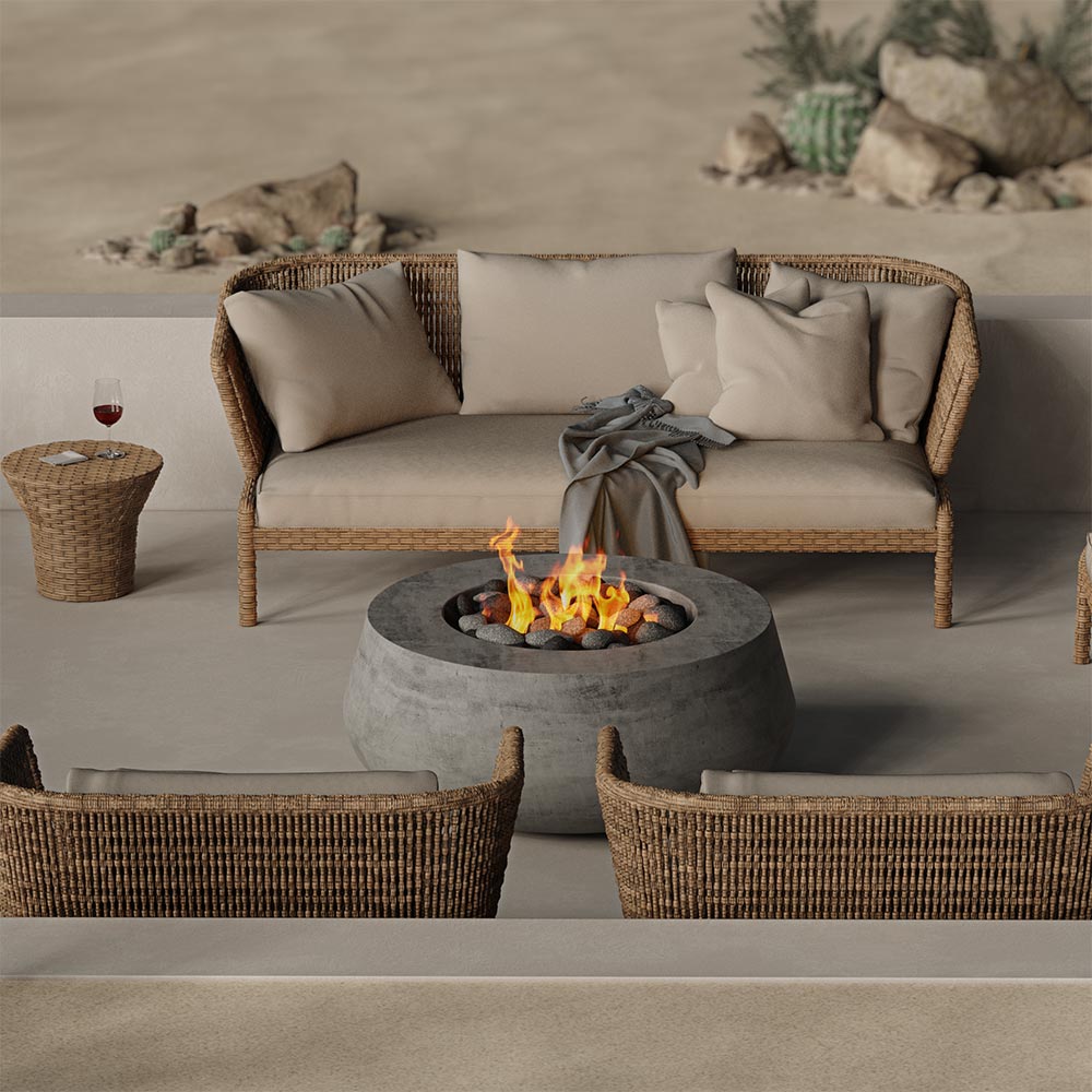 Prism Hardscapes Dune Concrete Gas Fire Bowl, 42-Inch