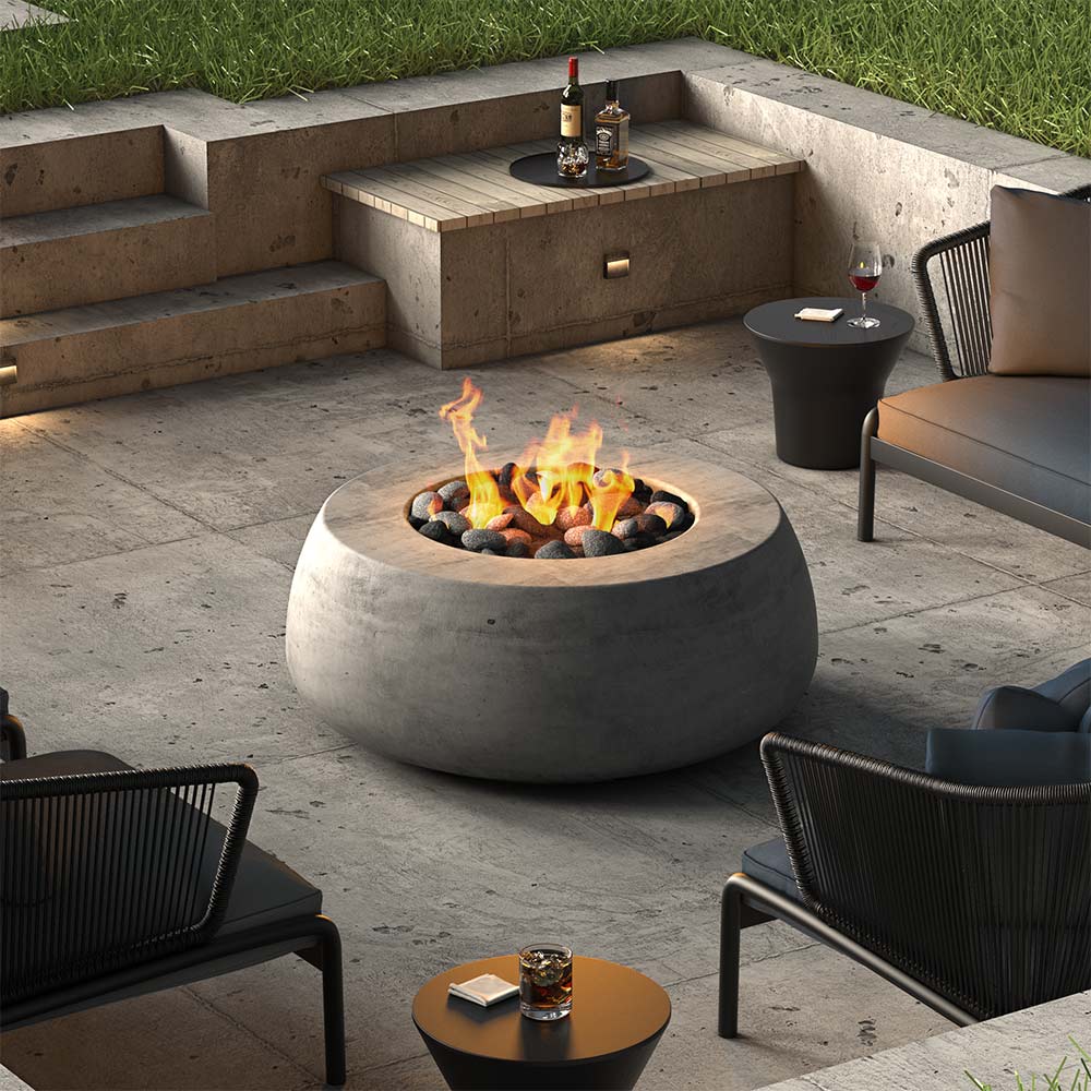 Prism Hardscapes Dune Concrete Gas Fire Bowl, 42-Inch