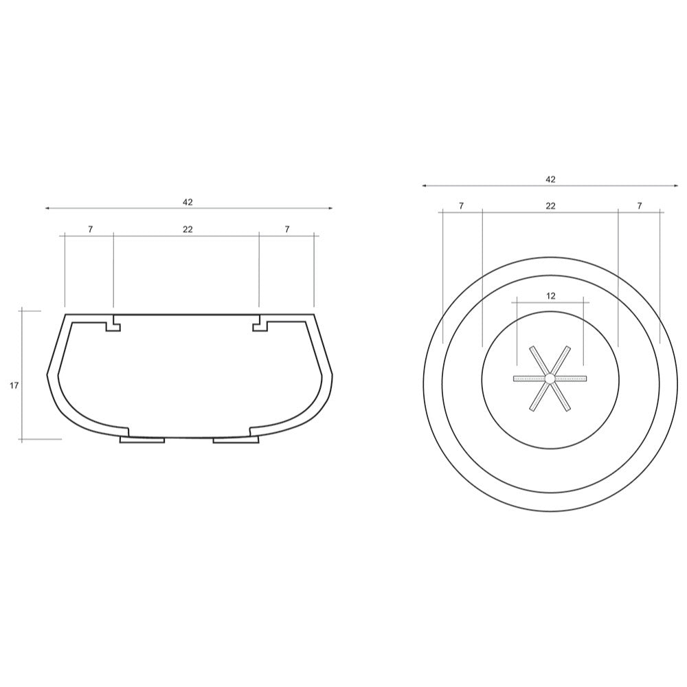 42-inch concrete gas fire bowl with recessed burner and ignition cross design