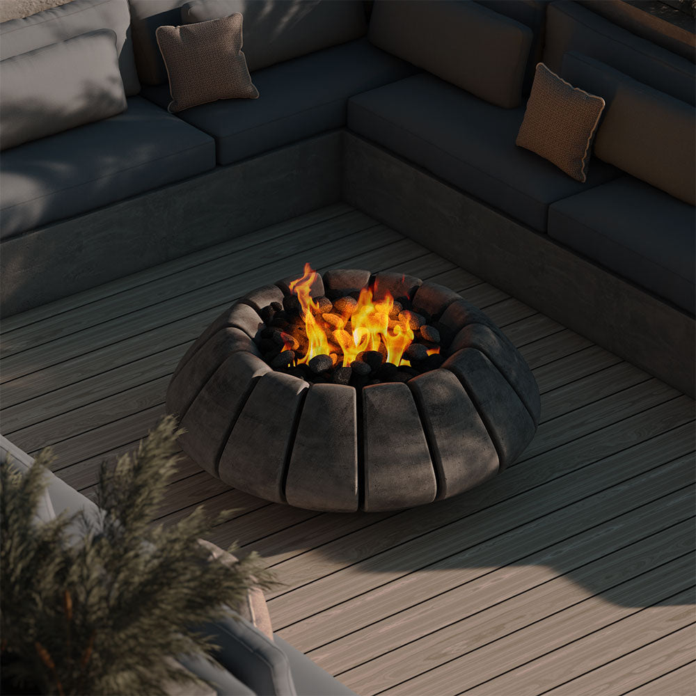 Prism Hardscapes Sunflower Concrete Gas Fire Bowl, 48-Inch