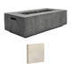 Dark concrete propane gas fire pit with side control door and light color sample panel