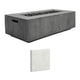Dark concrete propane gas fire pit with side control door and light color sample panel