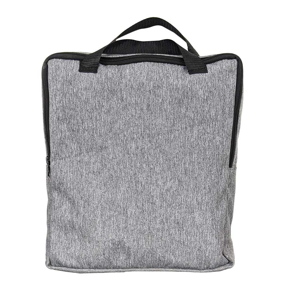 Prism Hardscapes cover for Tavola 2, grey fabric bag with black handle and zipper