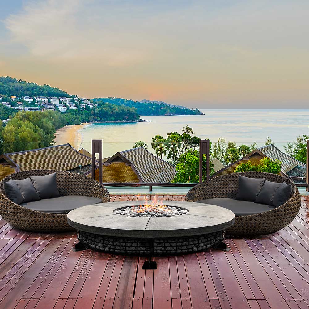 Prism Hardscapes PH-FUEGO8FTD Fuego Electronic Ignition Concrete Natural Gas Fire Pit, 89x89-Inch