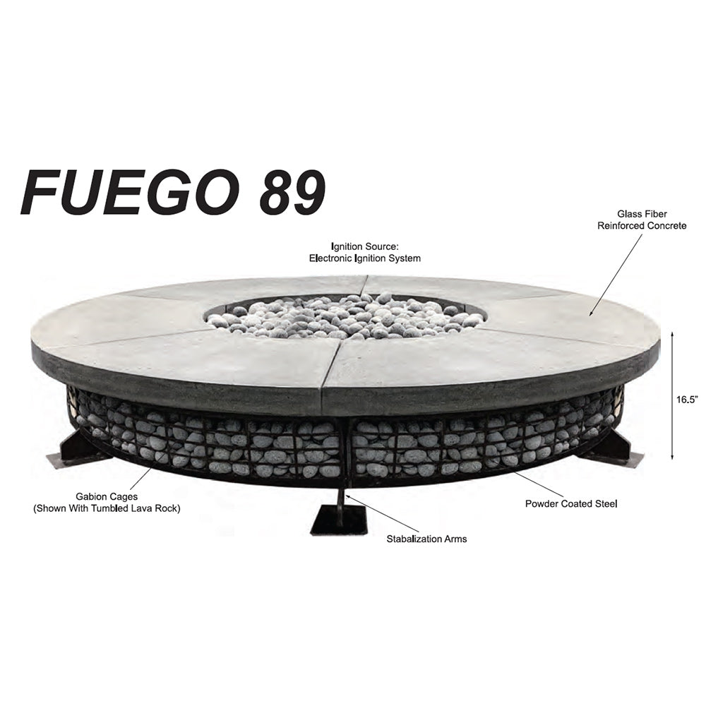 Prism Hardscapes PH-FUEGO8FTD Fuego Electronic Ignition Concrete Natural Gas Fire Pit, 89x89-Inch