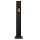 Black power column with emergency stop button behind a small window panel