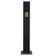 Black rectangular power column with red emergency stop button and front access window