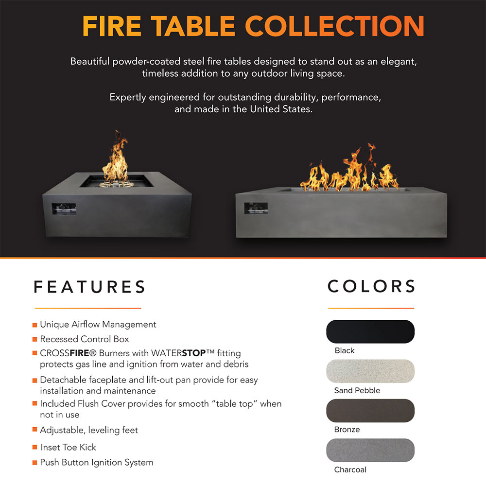 Warming Trends R72 AON 72-Inch Rectangle Gas Fire Table